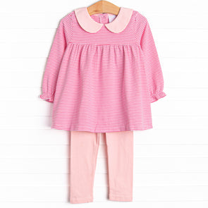 Olivia Legging Set, Medium Pink Stripe
