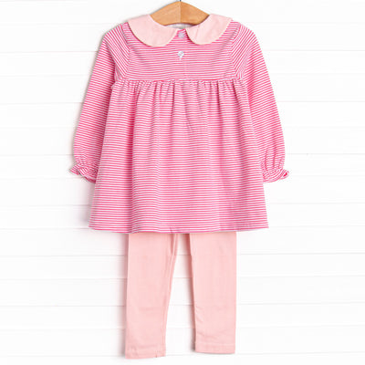 Olivia Legging Set, Medium Pink Stripe