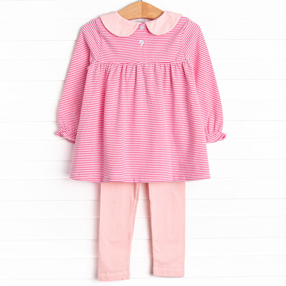 Olivia Legging Set, Medium Pink Stripe