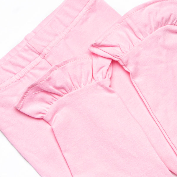 Bow Wow Applique Ruffle Legging Set, Pink Stripe