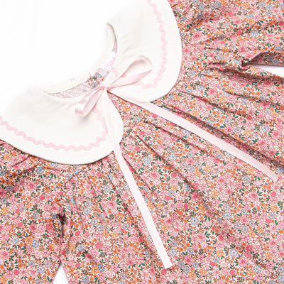Flashback of Florals Collared Long Sleeve Diaper Set, Pink