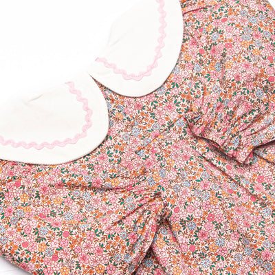 Flashback of Florals Collared Long Sleeve Dress, Pink