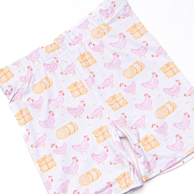Hay Bale Hens Bamboo Pajama Short Set, Pink