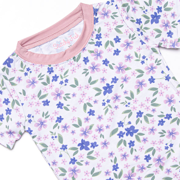 Penelope Purple Bamboo Pajama Short Set, Purple