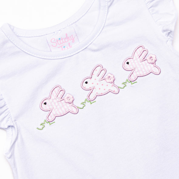 Hippity Hoppity Applique Short Set, Pink Seersucker