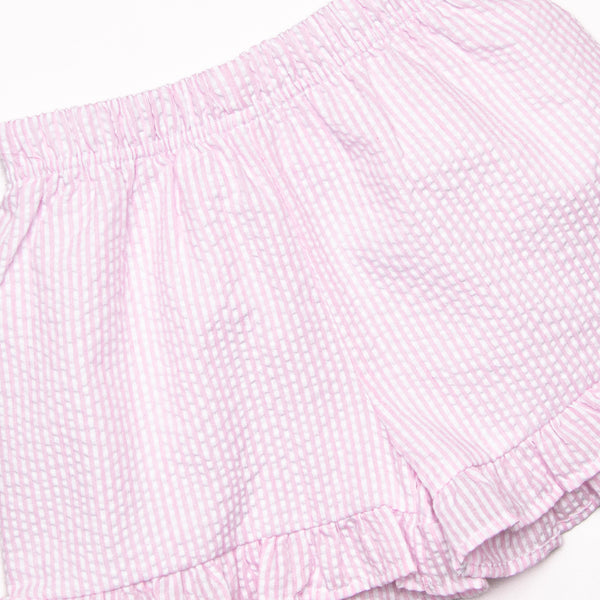 Hippity Hoppity Applique Short Set, Pink Seersucker