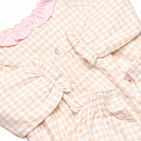 Timeless Tiles Ruffle Romper, Brown