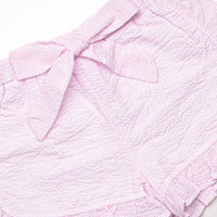 Spring Seersucker Ruffle Short Set, Pink