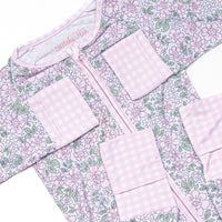 Gingham Gardenias Bamboo Zippy Pajama, Pink