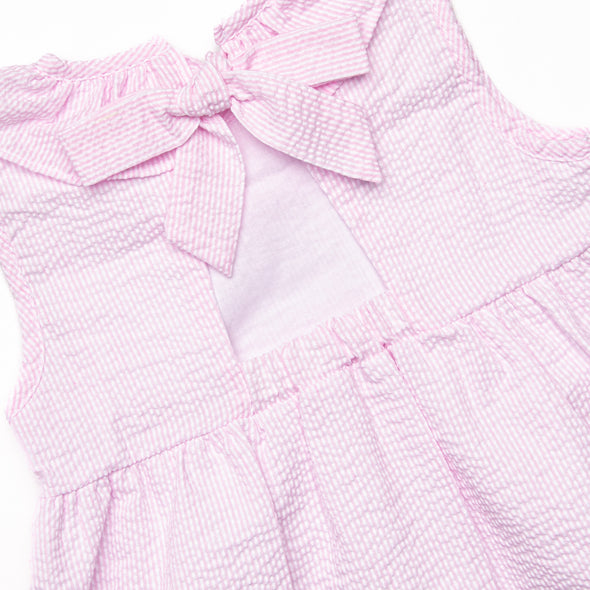 Girl's Spring Seersucker Dress in Pink size 7 | Stitchy Fish Girl's Spring Seersucker Dress in Pink size 7 | Stitchy Fish