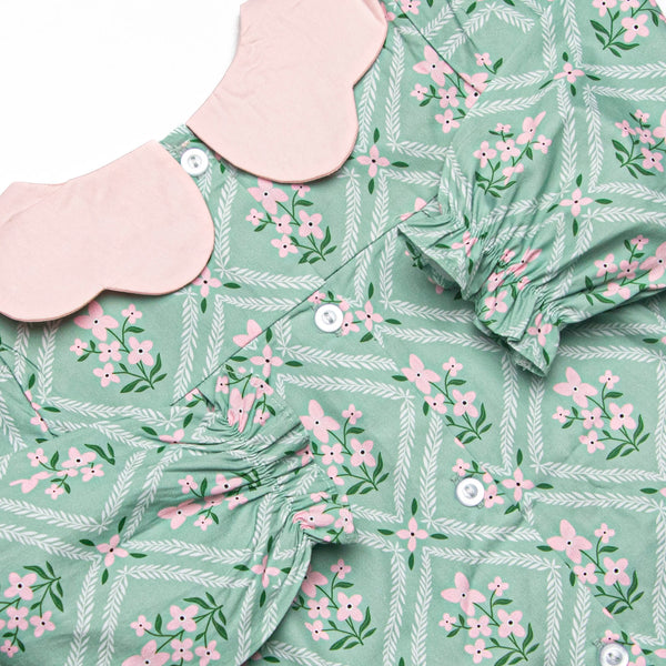 Tiled Tassels Scalloped Pocket Bloomer Set, Green