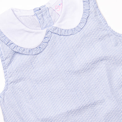 Spring Seersucker Ruffle Bubble, Blue