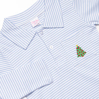 Traditional Tree Pima Embroidered Shirt, Blue
