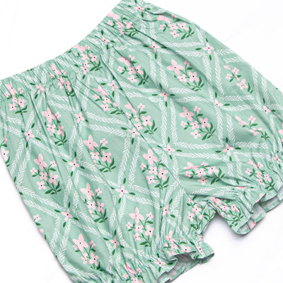 Tiled Tassels Scalloped Pocket Bloomer Set, Green