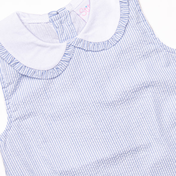 Spring Seersucker Ruffle Bubble, Blue