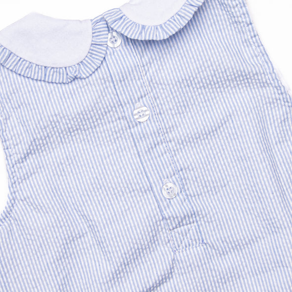 Spring Seersucker Ruffle Bubble, Blue