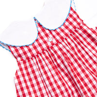Back to School Banner Embroidered Ruffle Short Set, Red