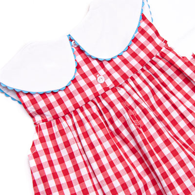 Back to School Banner Embroidered Ruffle Short Set, Red