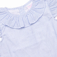 Spring Seersucker Ruffle Diaper Set, Blue