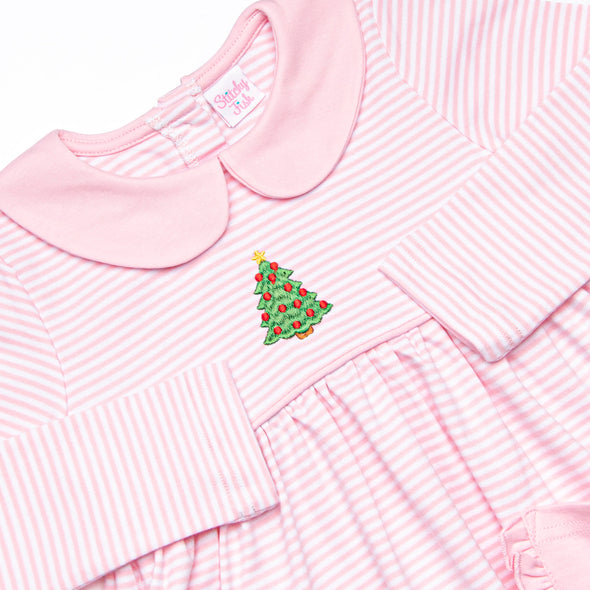 Traditional Tree Pima Embroidered Dress, Pink