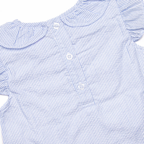 Spring Seersucker Ruffle Diaper Set, Blue
