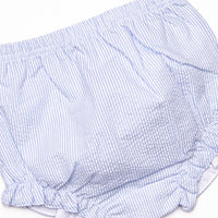 Spring Seersucker Ruffle Diaper Set, Blue