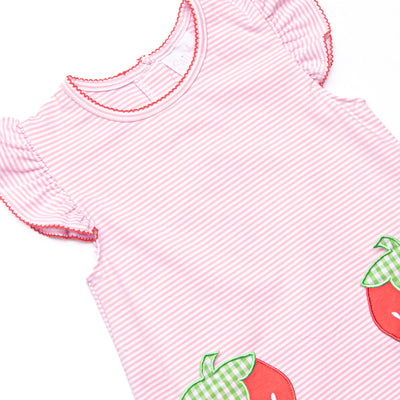 Pocketful of Berries Applique Ruffle Short Set, Pink