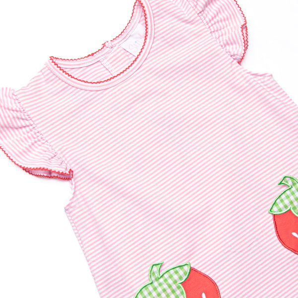 Pocketful of Berries Applique Ruffle Short Set, Pink