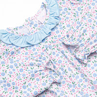 Flower Power Ruffle Neck Bubble, Blue