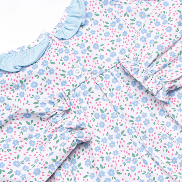 Flower Power Ruffle Neck Bubble, Blue