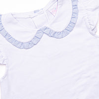 Spring Seersucker Ruffle Short Set, Blue