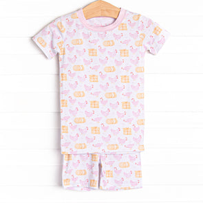 Hay Bale Hens Bamboo Pajama Short Set, Pink
