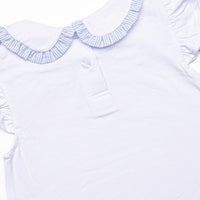 Spring Seersucker Ruffle Short Set, Blue