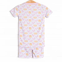 Hay Bale Hens Bamboo Pajama Short Set, Pink