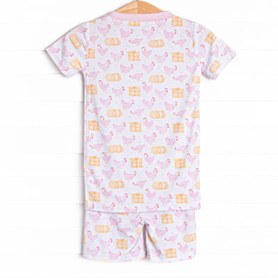 Hay Bale Hens Bamboo Pajama Short Set, Pink