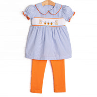 Too Cute for Tricks Smocked Legging Set, Blue