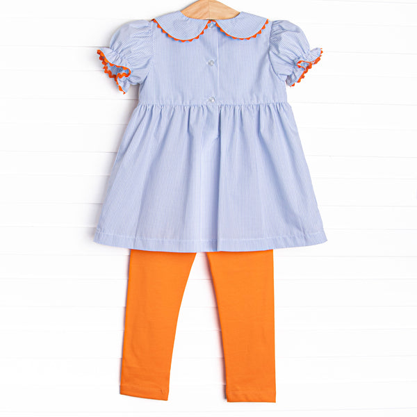 Too Cute for Tricks Smocked Legging Set, Blue