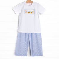 Too Cute for Tricks Smocked Pant Set, Blue