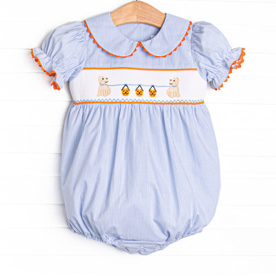 Too Cute for Tricks Smocked Bubble, Blue