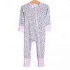 Gingham Gardenias Bamboo Zippy Pajama, Pink