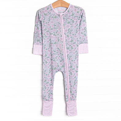 Gingham Gardenias Bamboo Zippy Pajama, Pink