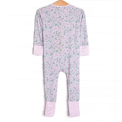 Gingham Gardenias Bamboo Zippy Pajama, Pink