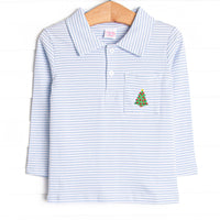 Traditional Tree Pima Embroidered Shirt, Blue