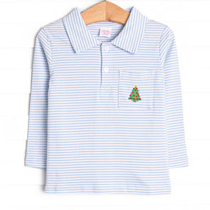 Traditional Tree Pima Embroidered Shirt, Blue