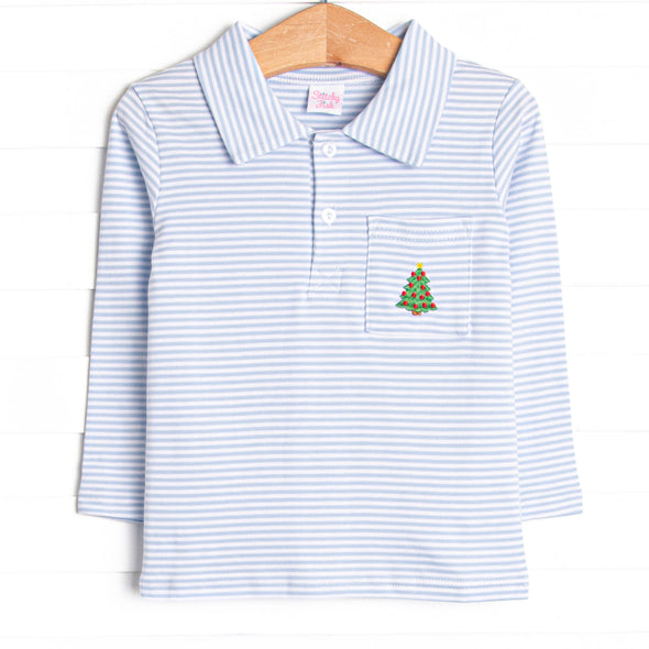 Traditional Tree Pima Embroidered Shirt, Blue