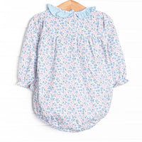 Flower Power Ruffle Neck Bubble, Blue