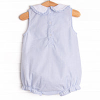 Spring Seersucker Ruffle Bubble, Blue