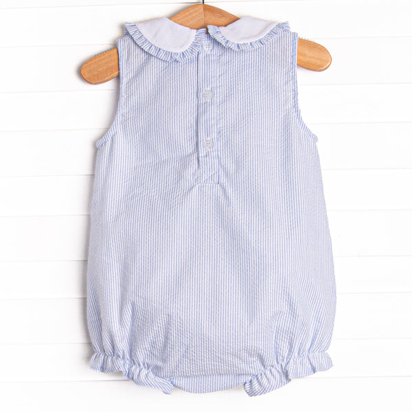 Spring Seersucker Ruffle Bubble, Blue