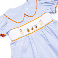 Too Cute for Tricks Smocked Bubble, Blue