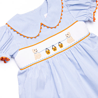 Too Cute for Tricks Smocked Bubble, Blue